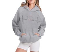 Generisch Hoodie Damen Pullover Sportlich Jacke Sommeroberteil Stitch Oberteil Kurzbluse Weiß Großer Flauschiger Pulli White Long Sleeve Shirt Women Sweatpullover Oversized Sweatshirt Fruehling