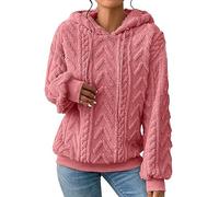 Generisch Hoodie Damen Teddy Fleece Gewölbt Sweatshirt Teddy Pullover Pulli Herbst Winter Kapuzenpullover Fleecepullover Kapuzenpulli Warm Langarm Tops Oberteile Casual mit Tasche