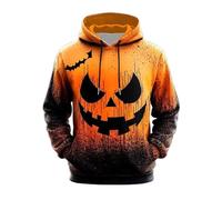 Generisch Hoodie Herren Halloween Outdoor Party Halloween Kostüm Männer Universal Fit 3D Kürbis Print Kapuzenpullover Stretch Bequemes Sweatshirt Kapuze mit und Kängurutasche Pullover Hoody