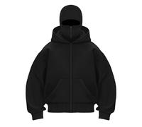 Generisch Hoodie Herren Ninja Kapuzenpullover mit Sturmhaube Modisch Streetwear Sweatshirt mit Doppelhut-Design und Reißverschluss Outdoor Casual Sweatjacke Modisch Männer Oberteile Streetwear