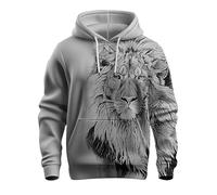Generisch Hoodie Herren Regular Fit 3D-Aufdruck Tiermotiv Kapuzenpullover Herbst Winter Praktischen Pullover Männer mit Kapuze Vikings Tattoo Norse Mythologie Grafik Casual Sweatshirt Langarm
