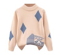 Generisch Hoodie Jungen Kinderpullover Strickpullover mit Rundhalsausschnitt Lange Ärmel Farbverlauf (Beige 8-10 Jahre)