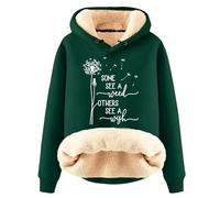 Generisch Hoody Damen mit Kapuze Teddyfleece Gefütterte Winter Warm Dicke Thermo Sweatshirts Kuschel Sherpa Plüsch Lange Ärmel Baumwolle Kaschmir Sweatshirt Shearling Casual Sweatjacke, Grün, L