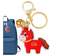 Generisch Horse Keychain - Lunar New Year Collectible 2026 for Teens Adults Women, Attract Wealth 2d Flat Keyring Pendant for Girls Collectors, Prosperity Mascot for School Travel Commuting 3 Inch