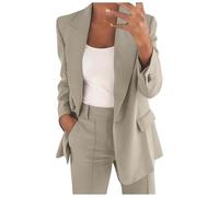 Generisch Hosenanzüge für Damen Elegant Blazer Anzug Set Einfarbig Streetwear Zweiteilig Hosenanzug Business Modern Anzughose Revers Slim Fit Sportlich Büro Outfit Anzugjacke Sommer Freizeitanzug