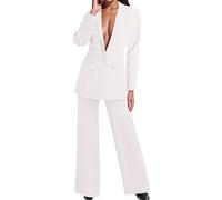 Generisch hosenanzug damen festlich hochzeit,Hosenanzug Damen Business 2 Teilig Elegant Anzughose Anzug Frauen Outfit Anzugjacke Zweiteiler Einfarbig Freizeitanzug Weiß S