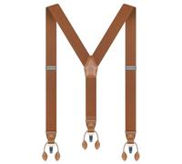Generisch Hosenträger Herren Breit 35mm Hosenträger Herren Extra Stark Elastisch mit Umwandelbar Abnehmbar 3 Clips 6 Stück Leder Knopfloch Einstellbar Läng Suspenders Men Y-form Braun