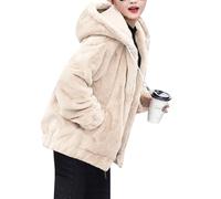 Generisch Jacke Damen Herbst Teddyjacke Damen Oversize Elegant Kapuzenjacke Parka Outdoorjacke Dicke Mit Kapuze Herbstmantel Kuschel Winterjacke Grosse Grössen Thermo Kleidung 2#beige 4XL