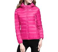 Generisch Jacke Damen Warme, Leichte Damenjacke Mit Kapuze, Winddichter Wintermantel Mit Recycelter Isolierung, Schmaler, Kurzer Wintermantel Mit Kapuze, Warmer Weißer Winterjacke Atmungsaktiv Damen