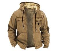 Generisch jacke Fleecejacke Herren Jacke Winterjacke Herren Multi Taschen Blouson Einfarbiger Fleece Softshelljacke Winter Warm Sweatjacke Kapuze Kordelzug Bequem Fit übergangsjacke
