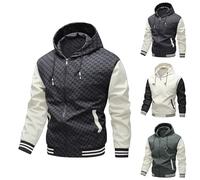 Generisch jacke Kapuzenjacke Herren Jacke Sweatjacke Herren Mit Taschen Blouson Farbblock übergangsjacke Mit ReißVerschluss Winter Warm Rundhals Bomberjacke Bequem Fit Softshelljacke