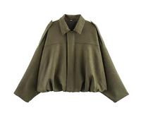 Generisch Jacken für Damen Kurzer Ausgefallene Faux Lang Herbstjacke Leather Übergangsjacken Bomberjacke Biker Sommer Lederjacke Schwarz Wildlederjacke Damen Kurz Grün L