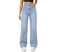 Generisch Jeans Damen High Waist Wide Leg Jeanshose Stretch Casual Denim Pants Baggy Straight Jeanshosen Elegant Hosen FüR MäDchen Mit Taschen Baggy Hose Damen