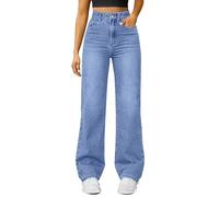 Generisch Jeans Damen Weites Hoher Jeanshose Lockere Elastischem Jean KurzgrößE Caprijeans Bund Freizeithose GefüTterte Damenhose