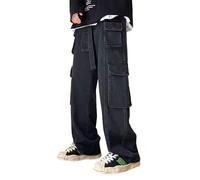 Generisch Jeans Herren Baggy - Outdoor Hosen Für Herren Relaxed Fit Jeans Y2k Cargo Jeans Baggy Denim Hose Punk Lose Gerade Hosen Hip Hop Lange Hose Comfort Cargo Freizeithose Streetwear Herrenjeans