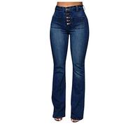 Generisch Jeanshose Damen High Waist, Leggings Schlaghose Damen Jeans, Damenhosen Elegant Lang Stoffhose Stretch Denim Pants Baggy Schlagjeans Skinny Stoffhose Bequeme Sommerjeans Casual Jogginghose