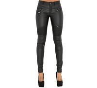 Generisch JIER Damen Lederhose Sexy Skinny Bikerhose PU Leder Look mit Reißverschluss Biker Pants Leggings Große Größe Jeanshose Denim Bleistift Hose Jeanshose (Schwarz 1,3XL,3XL)