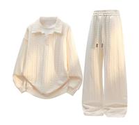 Generisch Jogginganzug Herren Jacquard Pullover und Hose Zweiteiliger Lässiger Sportanzug Baggy Trainingsanzug Langarm Freizeitanzug Sport Hoodie und Jogginghose Cool Streatwear