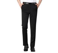 Generisch Jogginghose Männliche lässige Feste dünne Anzughose Reißverschlusstasche gerade Hosenhose (Black, 38)