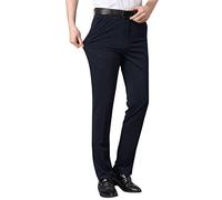 Generisch Jogginghose Männliche lässige Feste dünne Anzughose Reißverschlusstasche gerade Hosenhose (Navy, 38)