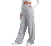Generisch Jogginghosen Damen, Joggoinghosen Damen - Weite Sporthosen Lang Hosen Baggy Jogginghose High Waist Freizeithosen Sweathose Mit Taschen, Silber, S