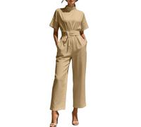 Generisch Jumpsuit Damen Elegant Festlich,LäSsiger Jumpsuit Mit Weitem Bein In Unifarbe Mit Halbhohem Kragen Lockerer Passform Und LäSsigem Schnitt