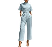 Generisch Jumpsuit Damen Elegant Festlich,LäSsiger Jumpsuit Mit Weitem Bein In Unifarbe Mit Halbhohem Kragen Lockerer Passform Und LäSsigem Schnitt