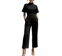 Generisch Jumpsuit Damen Elegant Festlich,LäSsiger Jumpsuit Mit Weitem Bein In Unifarbe Mit Halbhohem Kragen Lockerer Passform Und LäSsigem Schnitt
