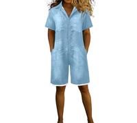 Generisch Jumpsuit Damen Jeans Sportlich Overall Sommer Latzhose Elegant Langarm Einteiler Blau Jumpsuits Für Lang Dunkelblau Damen-Overalls