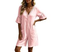 Generisch Jumpsuit Damen Sommer Kurz Damen-Overalls Hosenanzug Festlich Elegant Lang Jumpsuits Für Festlicher Zweiteiler Hochzeit Elegante Schicke Hosenanzüge Anzug Sportlich Schwarz
