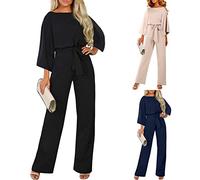 Generisch Jumpsuit Damen Sommer Lang Frauen Anzug Elegant Set Hosenanzug Festlich Jampsuit, Festliche Jumpsuits Für Overall Outfit Eleganter Zweiteiler Hochzeit Sportlich Elegante