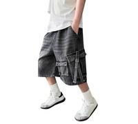 Generisch Jungen Hose,Vintage Mode Bermuda Jeanshorts Straight Leg Denimhose mit Elastische Jogginghose 158 Jeans 146 FrüHling Sommer Hosen Elastischem Bund Streetwear