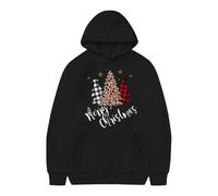 Generisch Jungen Mädchen Weihnachten Schneeflocke Hoodie Winter warme Weihnachtsdruck Pullover Sweatshirts (Black, 10-11 Years)