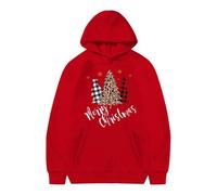 Generisch Jungen Mädchen Weihnachten Schneeflocke Hoodie Winter warme Weihnachtsdruck Pullover Sweatshirts (Red, 8-9 Years)