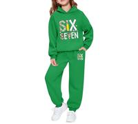 Generisch Jungen-Set mit Kapuzenpullover Jogginghose mit Grafikprint - lässige Zweiteilige Spielkleidung für Kinder (Green, 100)