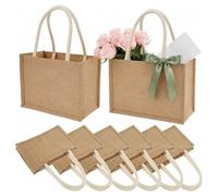 Generisch Jute Tote Bags - 8 Pack Hessian Shopping Bags | Burlap Gift Tote | Reusable Linen Grocery Bags with Cotton Rope Handles for Shopping, , Weddings, Holidays, Travel, Beach & Picnics