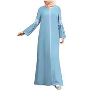 Generisch Kaftan Damen lang Maxi Kleid Elegant Weite Passform Langes Kleid Bequem Dehnbar Gebetskleid Pflegeleicht Komplett-Set Überwurf mit Khimar