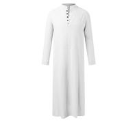 Generisch Kaftan Herren Lang Muslim Thobe Langarm Tunika Seite Split Robe mit Taschen Bequmer Caftan Islamische Kleidung Arabic Djellaba Nachthemd Oversize Abaya Große Größen Hemd