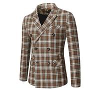 Generisch Karierter Sakko Herren Slim Fit Elegante Blazer Sommer Leicht Sakko Herren Regular Fit Männer Frühling Stylish Jackets Anzugjacke für Business Hochzeit Party