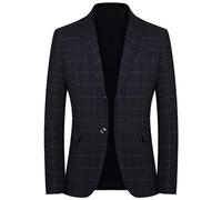 Generisch Karierter Sakko Herren Slim Fit Elegante Modern Blazer Sommer Sakko Leicht Regular Fit Männer Frühling Stylish Jackets Anzugjacke für Alltag Business Hochzeit Party