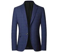 Generisch Karierter Sakko Herren Slim Fit Elegante Modern Blazer Sommer Sakko Leicht Regular Fit Männer Frühling Stylish Jackets Anzugjacke für Alltag Business Hochzeit Party