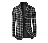 Generisch Karierter Sakko Herren Slim Fit Elegante Modern Blazer Sommer Sakko Leicht Regular Fit Männer Frühling Stylish Jackets Anzugjacke für Alltag Business Hochzeit Party