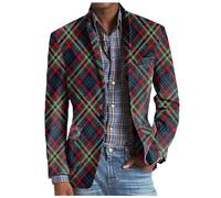 Generisch Karierter Sakko Herren Slim Fit Elegante Modern Blazer Sommer Sakko Leicht Regular Fit Männer Frühling Stylish Jackets Anzugjacke für Alltag Business Hochzeit Party