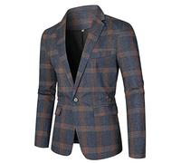 Generisch Karierter Sakko Herren Slim Fit Lässige Blazer Sommer Sakko Leicht Regular Fit Männer Frühling Suit Jacket Anzugjacke für Business Hochzeit Party