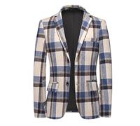 Generisch Karierter Sakko Herren Slim Fit Modern Blazer Sommer Leicht Sakko Herren Regular Fit Männer Frühling Sweatsakko Anzugjacke für Hochzeit Party Abschluss Business