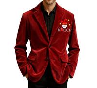 Generisch Karneval Anzug Männer Anzugjacken Sportlich Freizeit Blazer Fasching Baumwolle 1 Knopf Slim Fit Anzugjacke Fastnacht Business Jacke Glitzer Pailletten Festlich Smokingjacke, Rot, XXL