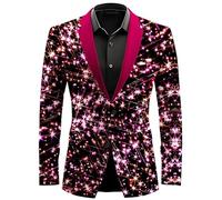 Generisch Karneval Anzug Männer Smokingjacken Sakko Fastnacht Leichte 1 Knöpfe Anzug Jacke Slim Fit Modern Jackett Fasching Freizeit Business Glitzer Pailletten Urlaub Anzugsjacke Blazer, Wein, S