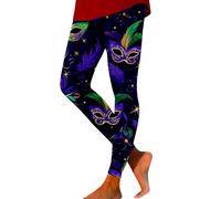 Generisch Karneval Leggings Damen 3D Druck Kompression Pants Hohe Taille Trousers Stretch Hosen Festliche Yogahose Leicht Bequeme Strumpfhose Party Weiche Freizeithose Freizeit Leggings Lila M