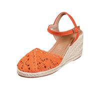 Generisch Keilsandalen Damen Sohlen Lässig Orthopädische Wedges Sandaletten Mit Absatz Slingback Wedge Für Sommer Hochzeit Büro Knöchelriemen Strandsandalen Weiche Keil-Espadrilles