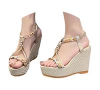 Generisch keilsandaletten Keilsandaletten Damen Latschen Plateau Sandalen Schwarz Sommer Schuhe Für Sandals Women Boho Keilsandalen Damensandalen Bequem Damen-Hausschuhe Sexy Gold 41